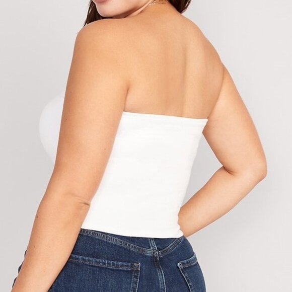 Old Navy Strapless Tube Top Shelf Bra Cropped White Size XXL Tall NEW - Picture 2 of 7